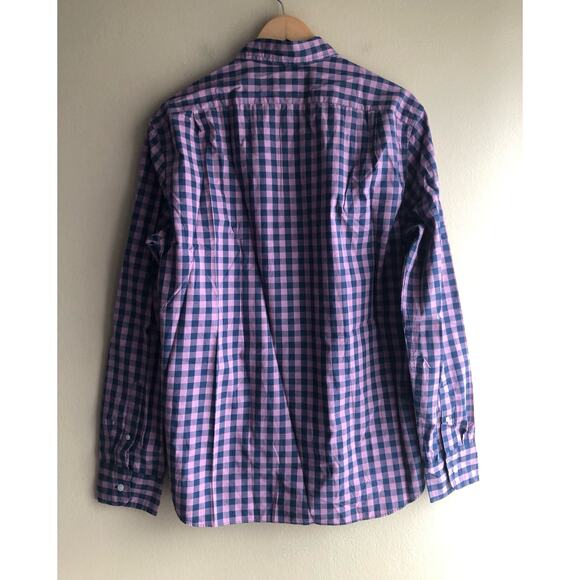 New J.Crew Flex Washed Slim Men Button Up Purple Blue Shirt Size Large - Picture 4 of 10